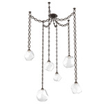 Gem Oval Chain Swag Chandelier - Flat Bronze / Clear