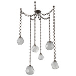 Gem Oval Chain Swag Chandelier - Flat Bronze / Smoke
