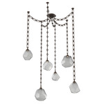 Gem Rectangular Chain Swag Chandelier - Flat Bronze / Smoke