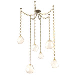 Gem Diamond Chain Swag Chandelier - Gilded Brass / Amber