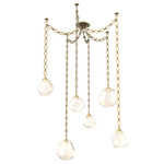 Gem Oval Chain Swag Chandelier - Gilded Brass / Amber