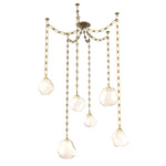 Gem Rectangular Chain Swag Chandelier - Gilded Brass / Amber