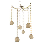 Gem Oval Chain Swag Chandelier - Gilded Brass / Bronze