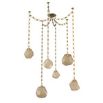 Gem Rectangular Chain Swag Chandelier - Gilded Brass / Bronze