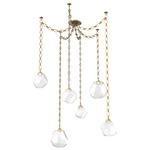 Gem Diamond Chain Swag Chandelier - Gilded Brass / Clear