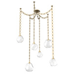 Gem Oval Chain Swag Chandelier - Gilded Brass / Clear