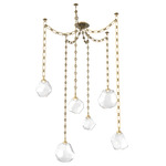 Gem Rectangular Chain Swag Chandelier - Gilded Brass / Clear