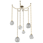 Gem Diamond Chain Swag Chandelier - Gilded Brass / Smoke