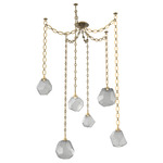 Gem Oval Chain Swag Chandelier - Gilded Brass / Smoke