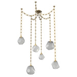 Gem Rectangular Chain Swag Chandelier - Gilded Brass / Smoke