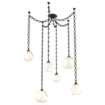 Gem Diamond Chain Swag Chandelier - Matte Black / Amber
