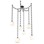 Gem Rectangular Chain Swag Chandelier - Matte Black / Amber