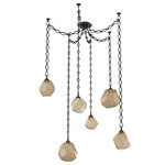 Gem Diamond Chain Swag Chandelier - Matte Black / Bronze