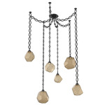 Gem Oval Chain Swag Chandelier - Matte Black / Bronze