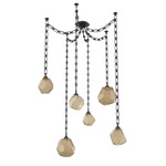 Gem Rectangular Chain Swag Chandelier - Matte Black / Bronze