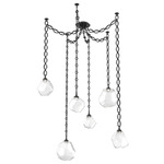 Gem Oval Chain Swag Chandelier - Matte Black / Clear