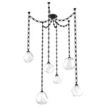 Gem Rectangular Chain Swag Chandelier - Matte Black / Clear