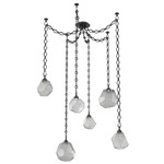 Gem Diamond Chain Swag Chandelier - Matte Black / Smoke