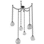 Gem Oval Chain Swag Chandelier - Matte Black / Smoke