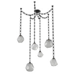 Gem Rectangular Chain Swag Chandelier - Matte Black / Smoke