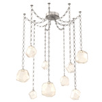 Gem Diamond Chain Swag Chandelier - Beige Silver / Amber