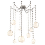 Gem Oval Chain Swag Chandelier - Beige Silver / Amber
