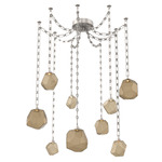 Gem Rectangular Chain Swag Chandelier - Beige Silver / Bronze