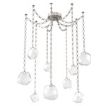 Gem Diamond Chain Swag Chandelier - Beige Silver / Clear