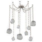 Gem Oval Chain Swag Chandelier - Beige Silver / Smoke