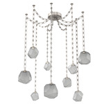 Gem Rectangular Chain Swag Chandelier - Beige Silver / Smoke