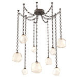 Gem Diamond Chain Swag Chandelier - Flat Bronze / Amber