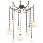 Gem Oval Chain Swag Chandelier - Flat Bronze / Amber