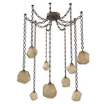 Gem Oval Chain Swag Chandelier - Flat Bronze / Bronze