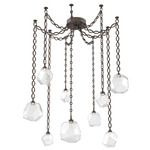 Gem Oval Chain Swag Chandelier - Flat Bronze / Clear