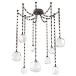 Gem Rectangular Chain Swag Chandelier - Flat Bronze / Clear