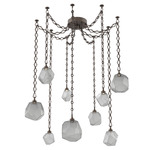 Gem Diamond Chain Swag Chandelier - Flat Bronze / Smoke