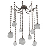 Gem Oval Chain Swag Chandelier - Flat Bronze / Smoke