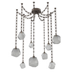 Gem Rectangular Chain Swag Chandelier - Flat Bronze / Smoke