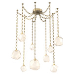 Gem Diamond Chain Swag Chandelier - Gilded Brass / Amber