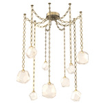 Gem Oval Chain Swag Chandelier - Gilded Brass / Amber