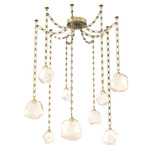 Gem Rectangular Chain Swag Chandelier - Gilded Brass / Amber