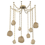 Gem Oval Chain Swag Chandelier - Gilded Brass / Bronze