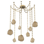 Gem Rectangular Chain Swag Chandelier - Gilded Brass / Bronze