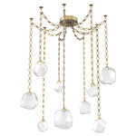 Gem Diamond Chain Swag Chandelier - Gilded Brass / Clear