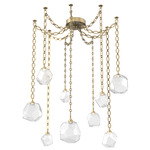 Gem Oval Chain Swag Chandelier - Gilded Brass / Clear