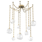 Gem Rectangular Chain Swag Chandelier - Gilded Brass / Clear