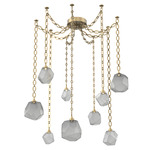 Gem Oval Chain Swag Chandelier - Gilded Brass / Smoke