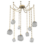 Gem Rectangular Chain Swag Chandelier - Gilded Brass / Smoke