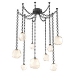 Gem Oval Chain Swag Chandelier - Matte Black / Amber