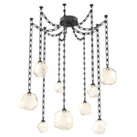 Gem Rectangular Chain Swag Chandelier - Matte Black / Amber